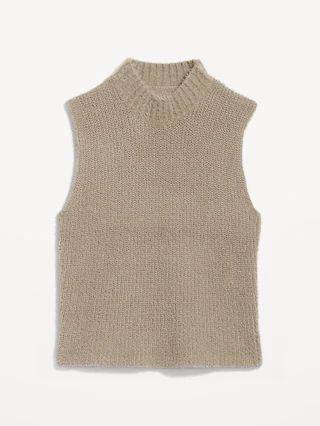 Sleeveless Mock-Neck Eyelash Sweater for Women | Old Navy (US)