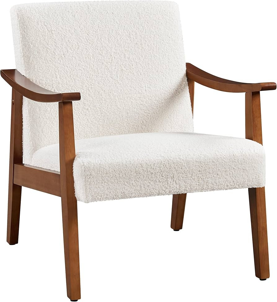 Yaheetech Armchair Boucle Fabric Accent Chair Retro Lounge Chair with Rubber Wood Legs Comfy Seat... | Amazon (UK)
