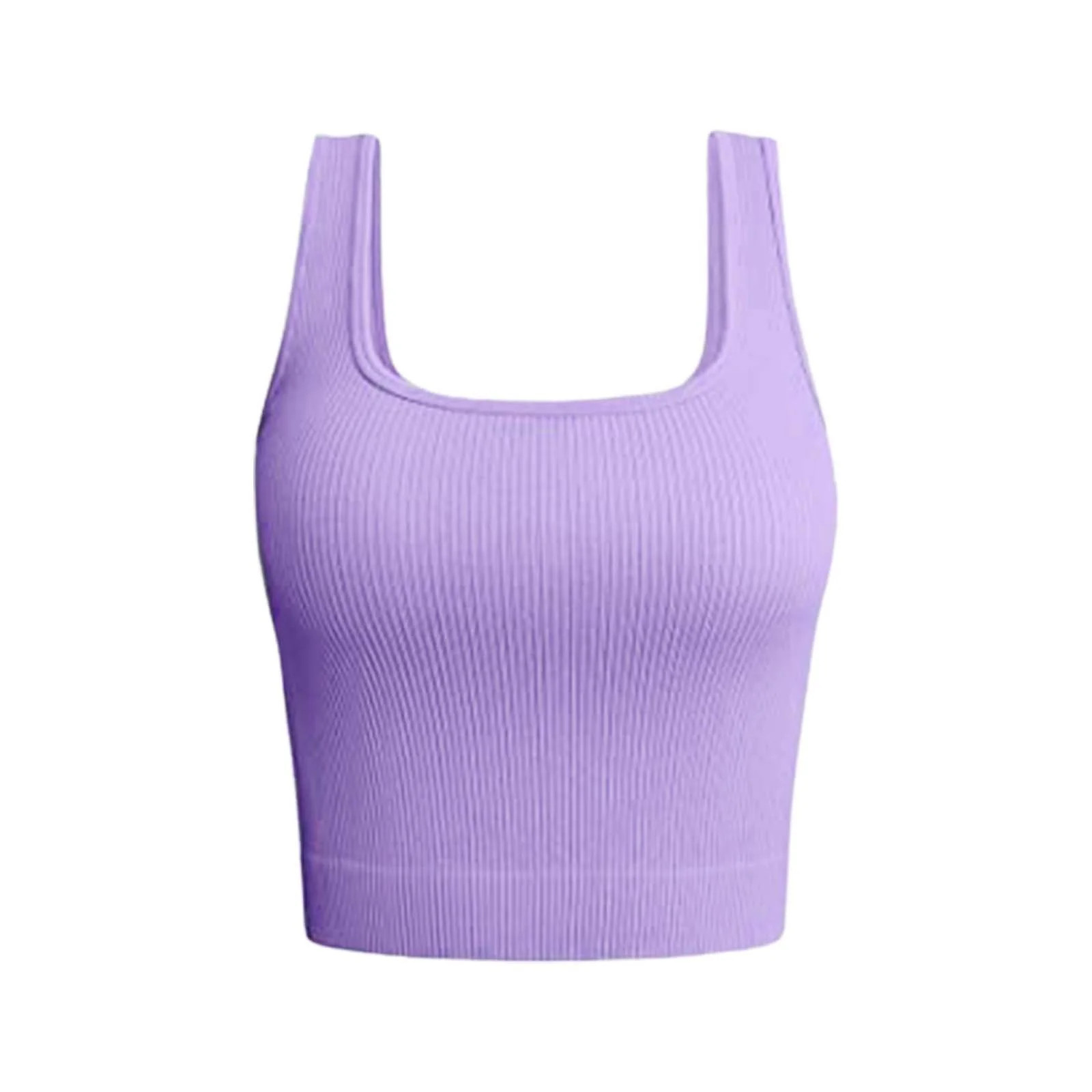 Purple Crop Tops For Women's Solid Color Sleeveless Strip Casual Yoga Running Tops Undershirt - W... | Walmart (US)