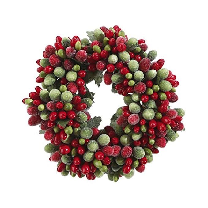 Red and Green Frosted Berry 6.5 Inch Mini Wreath Candle Ring | Amazon (US)