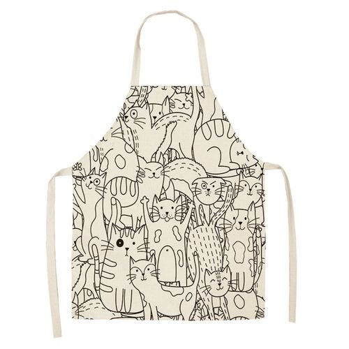 AkoaDa Home Kitchen Apron Cotton Linen Apron Sleeveless Hanging Neck Cartoon Cat Print Family Coo... | Walmart (US)