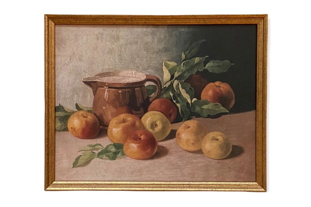 Vintage Framed Canvas Art  // Framed Vintage Print // Vintage Apples Still Life Painting // Farmh... | Etsy (US)