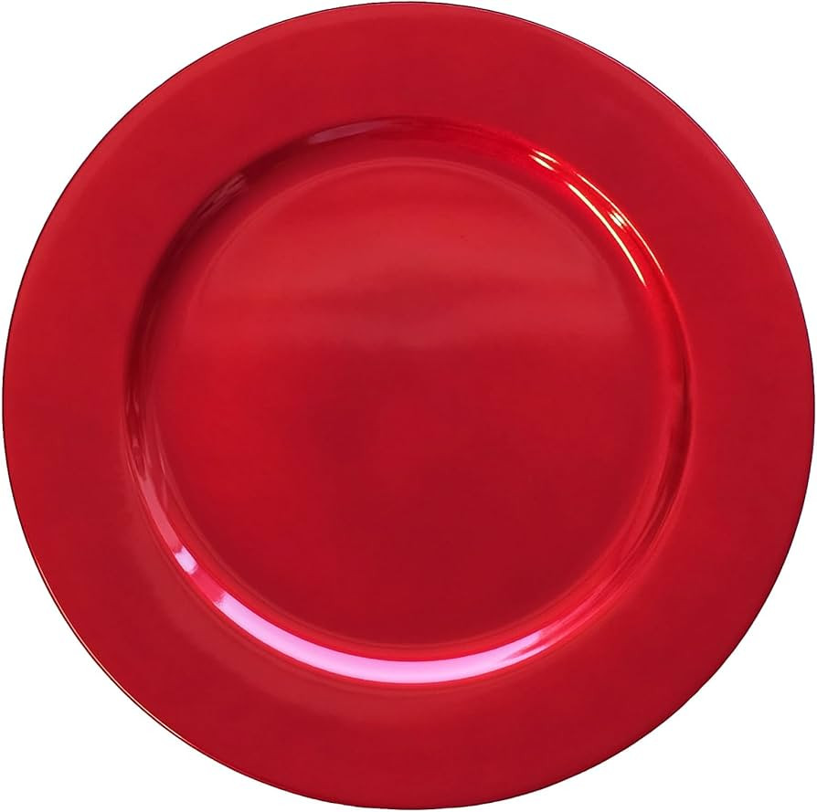 Red Charger Plates, Set of 6 Serving Charger Plate for Dinner Table, Wedding, Events Plate Charge... | Amazon (US)