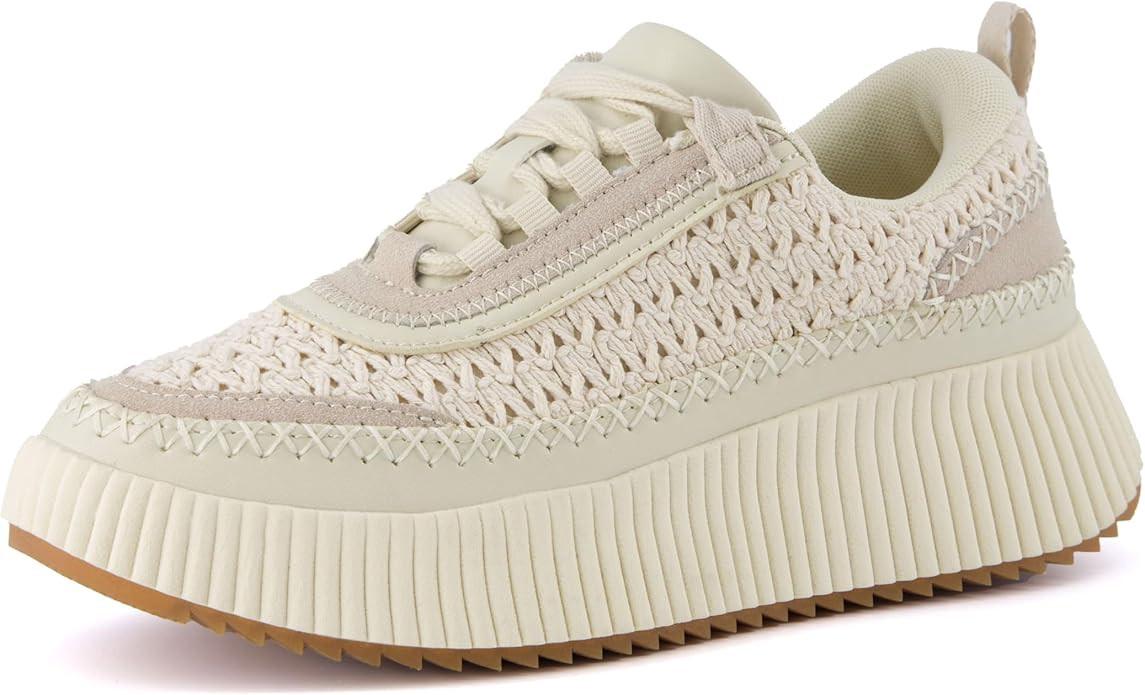 CUSHIONAIRE Women's Loop Lace up Woven Platform Sneaker +Comfort Foam, Wide Widths Available | Amazon (US)
