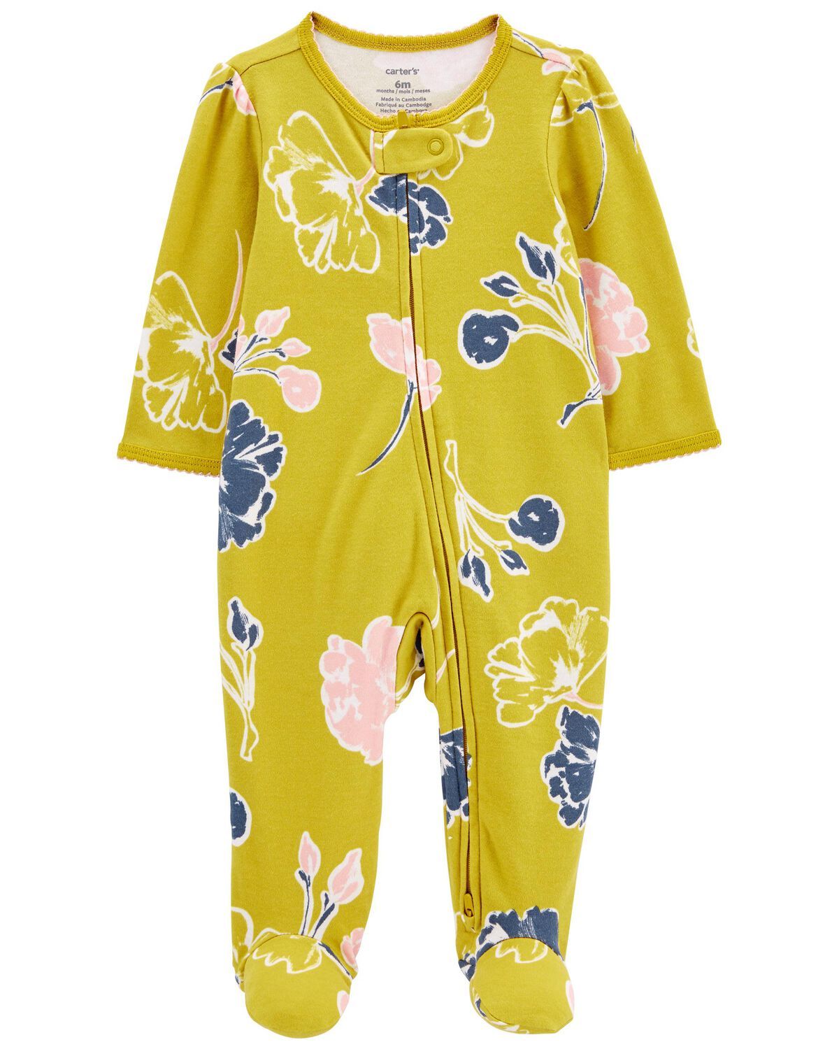 Baby Floral 2-Way Zip Cotton Sleep & Play Pajamas | Carter's