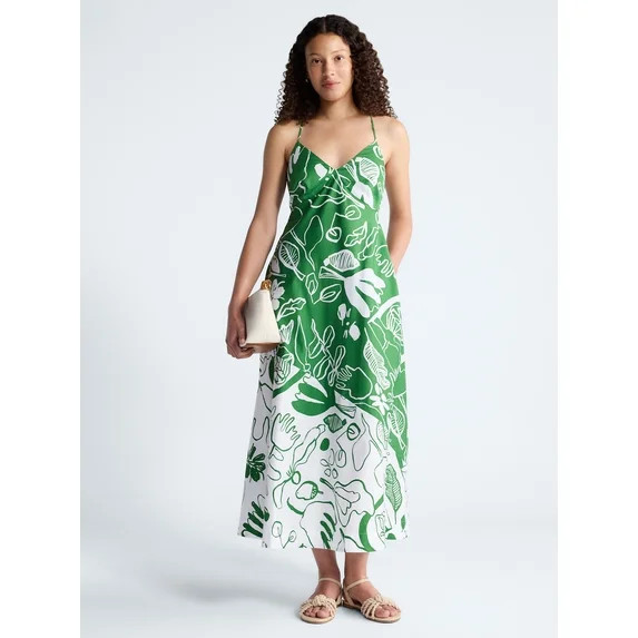 Free Assembly Women's Tie Back Cotton Maxi Dress, Sizes XS-XXL | Walmart (US)