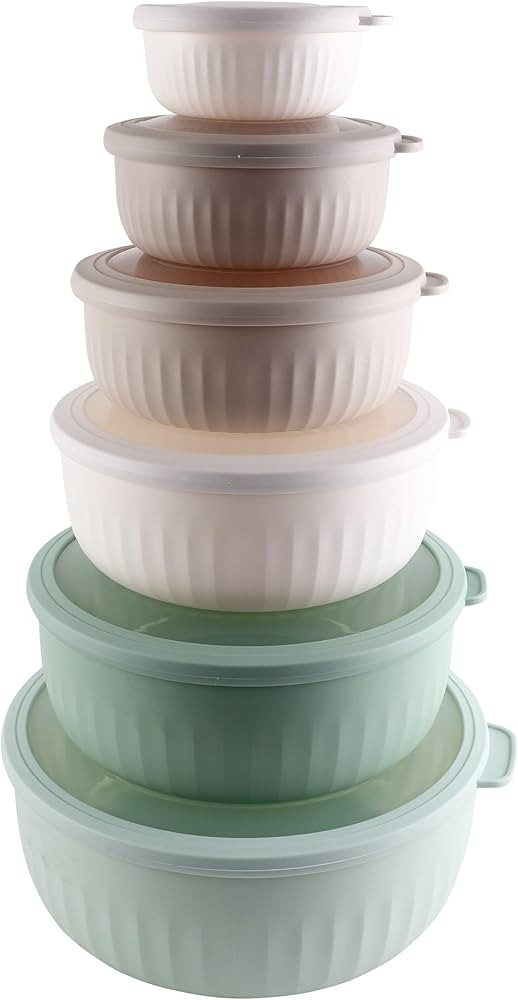 COOK WITH COLOR Prep Bowls with Lids- Wide and Deep Nesting Plastic Small Mixing Bowl Set with Li... | Amazon (US)