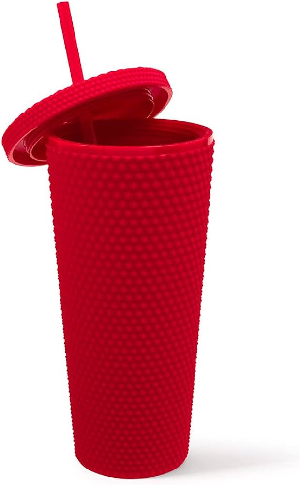 West & Fifth Matte Studded Tumbler with Lid & Straw, Reusable BPA Free Plastic Water Bottle, Trav... | Amazon (US)