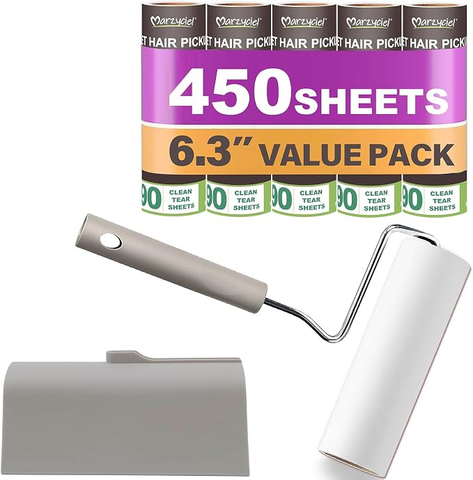 Extra Sticky Large Surface Lint Roller,6.3'' Giant Lint Roller for Pet Hair,5 Rolls 450 Sheets,Lo... | Amazon (US)