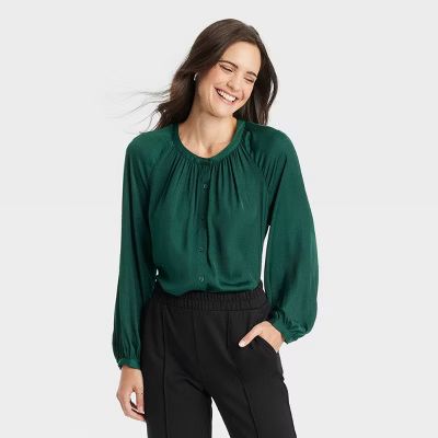 Women's Balloon Long Sleeve V-Neck Blouse - A New Day™ | Target