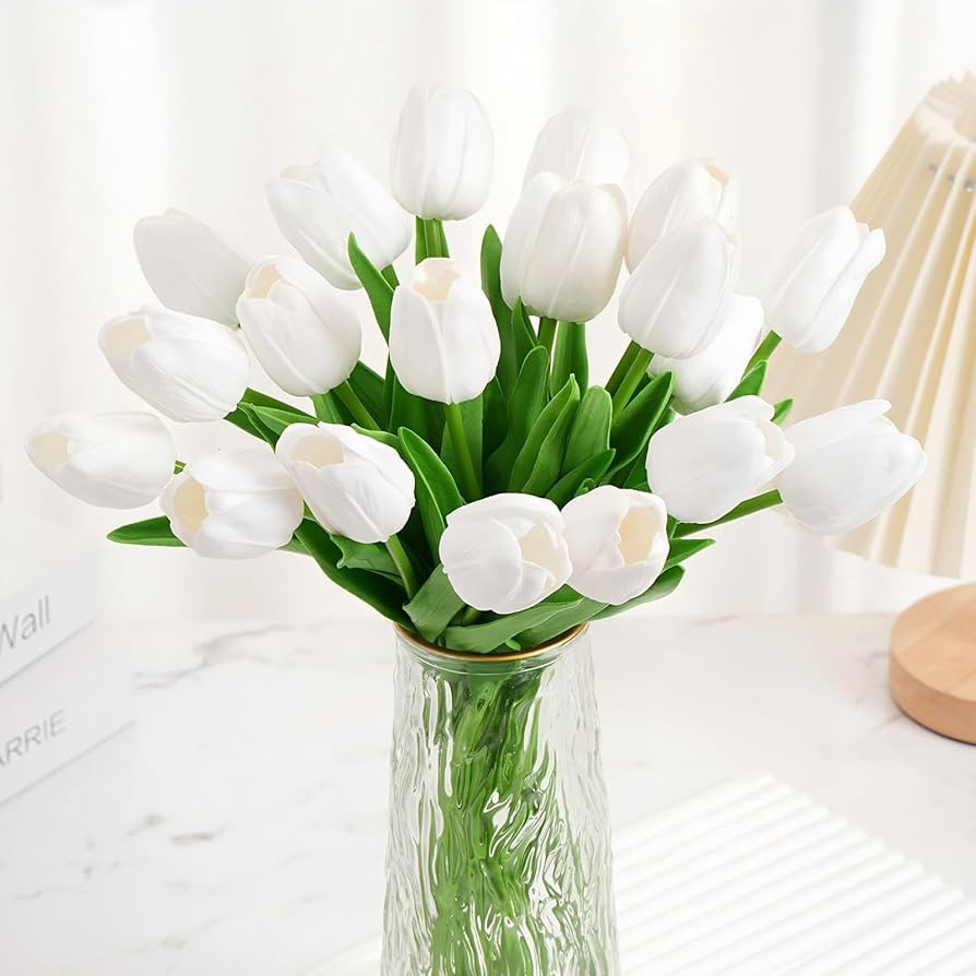 20Pcs Artificial Tulips Flowers, Real Touch Latex Fake Tulips Flowers for Decoration 13.5" Floral... | Amazon (US)