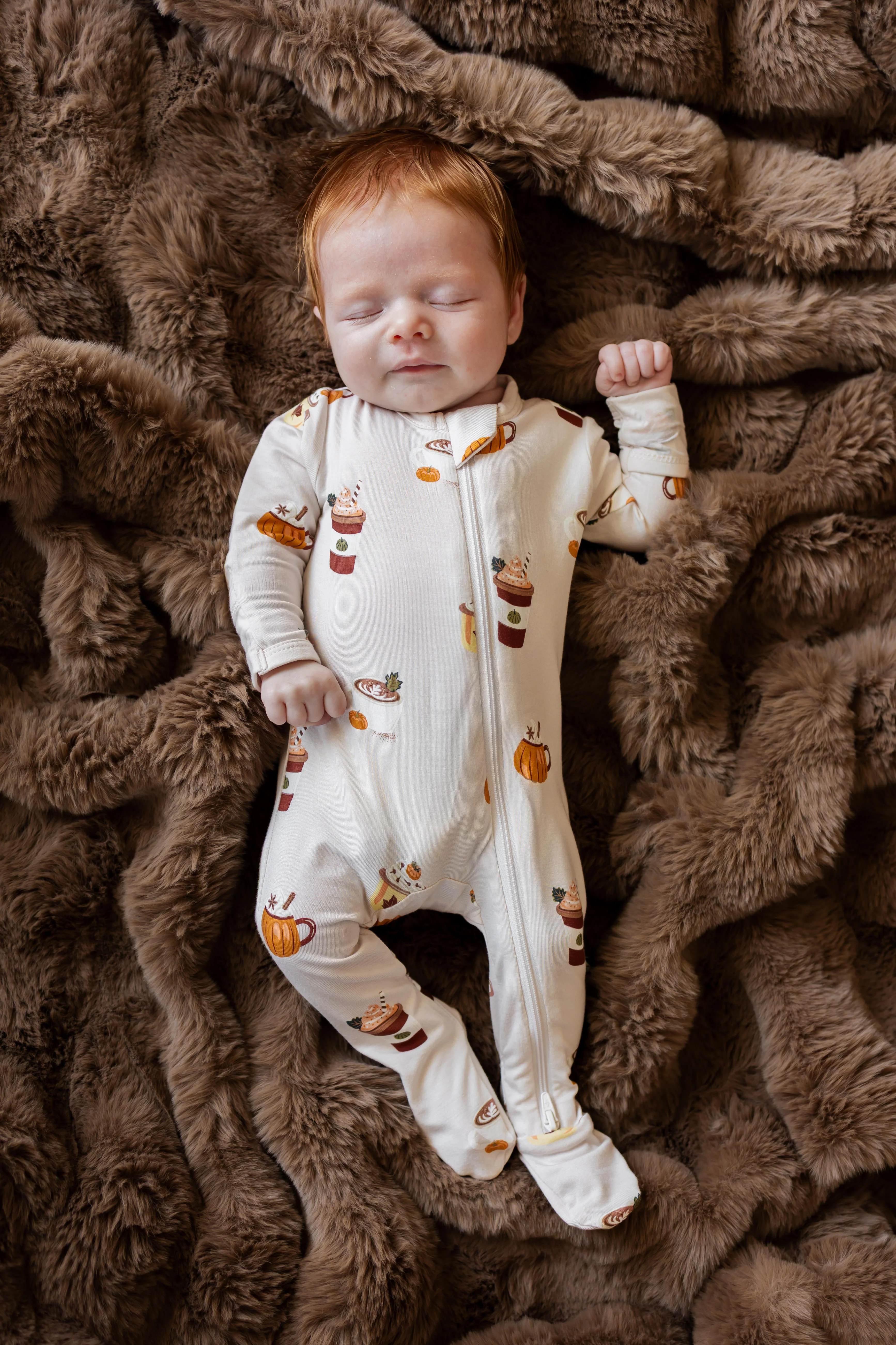 Zippered Footie in Pumpkin Spice Latte | Kyte Baby