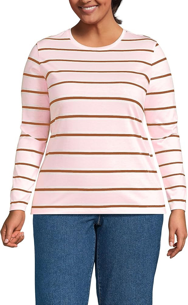 Lands' End Women's Relaxed American-Grown Supima Cotton Long Sleeve Crew Neck T-Shirt | Amazon (US)