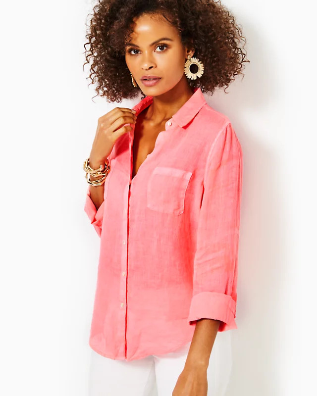 Sea View Linen Button Down Top | Lilly Pulitzer