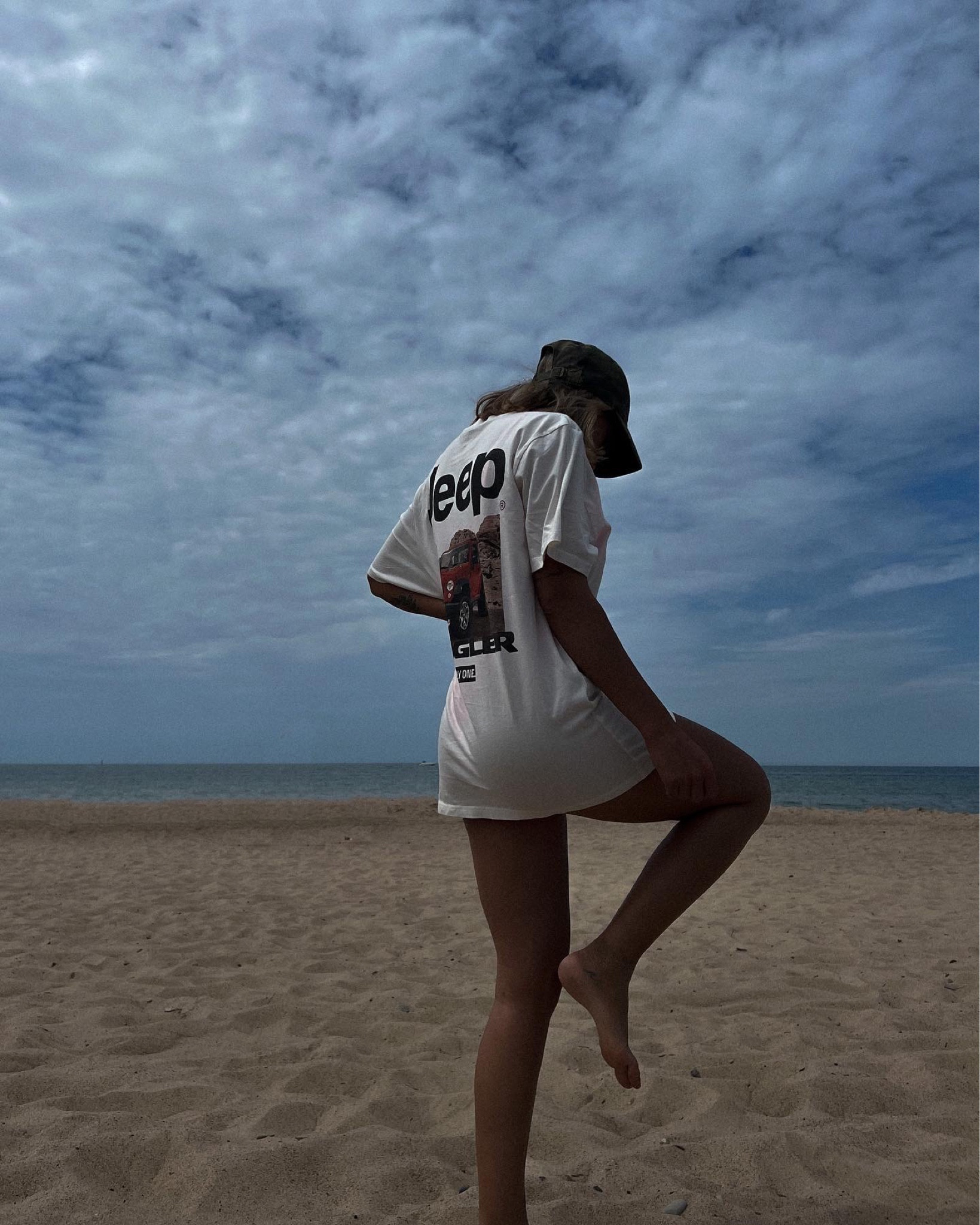 Beach day oversize t shirt jeep tee with hot pink Hollister swim and camo hat. I swear by the st tropez self tanning lotion. It is my FAVORITE 😍 

#LTKsalealert #LTKswim #LTKunder50