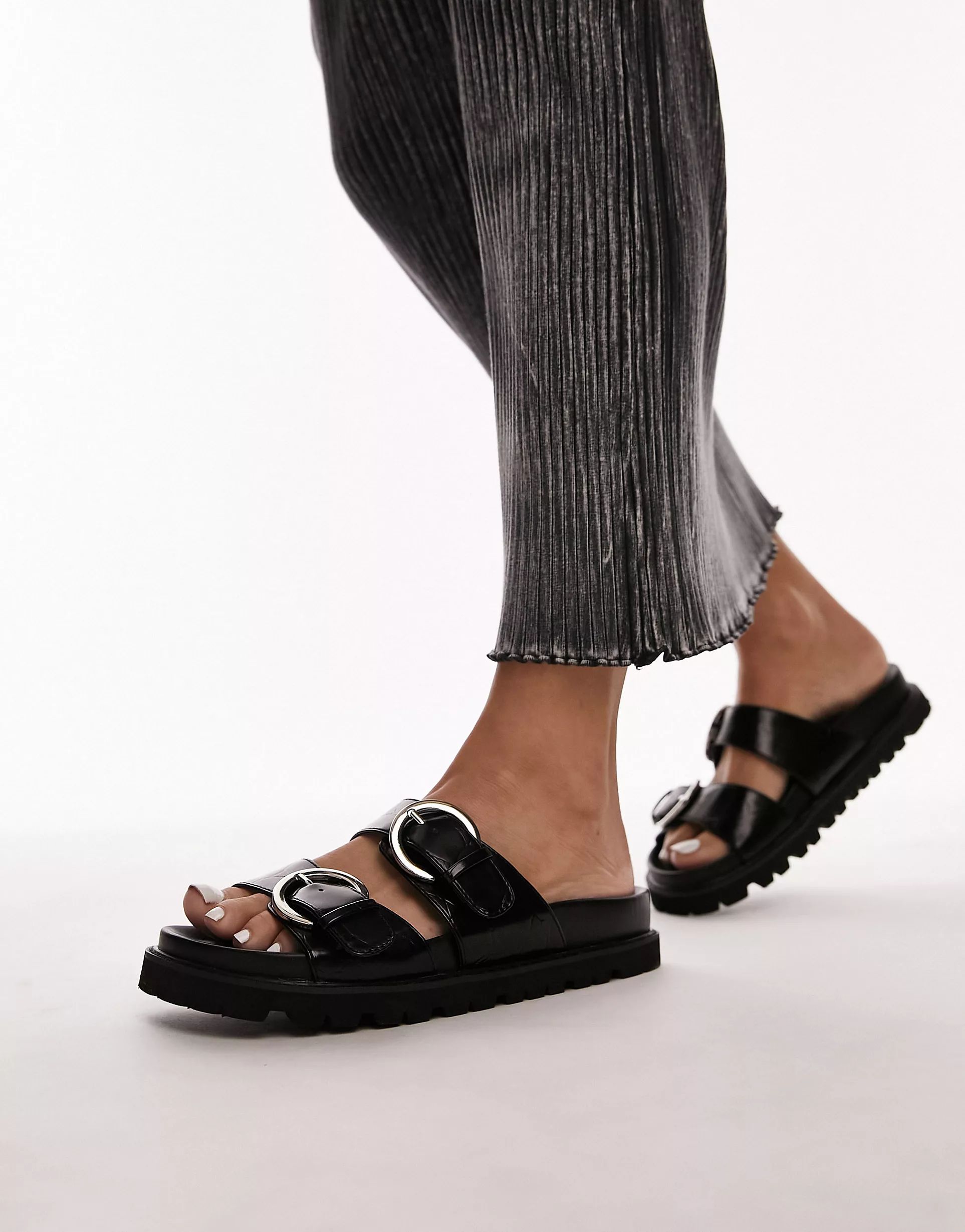 Topshop Jaden sandal with buckle detail in black | ASOS (Global)