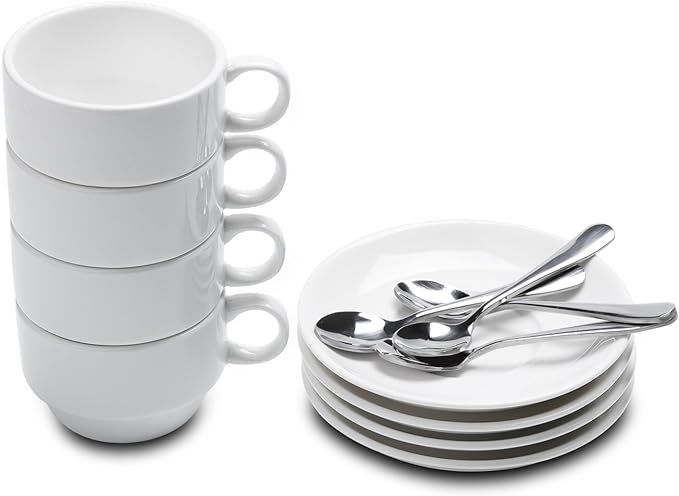 AOZITA Espresso Cups and Saucers with Espresso Spoons, Stackable Espresso Mugs,12-piece 2.5-Ounce... | Amazon (US)