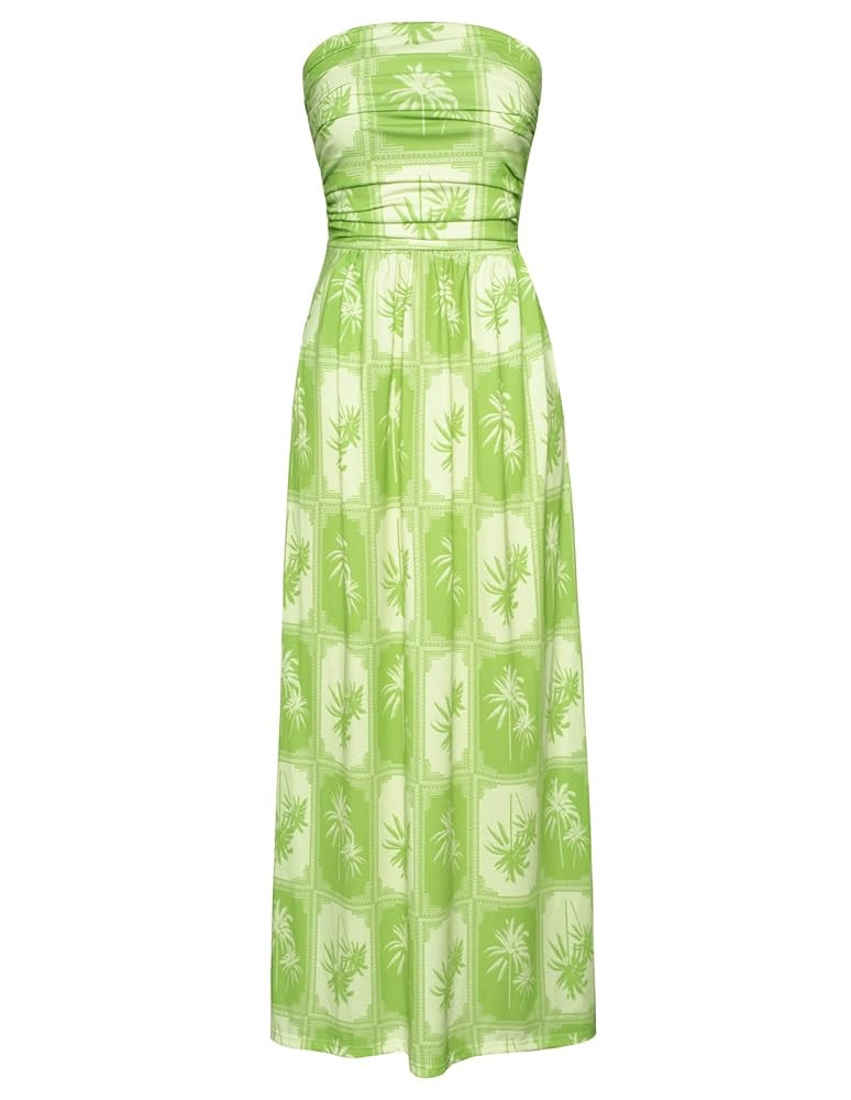 GRACE KARIN Women Strapless Casual Loose Ruched Long Maxi Dress with Pockets | Amazon (US)
