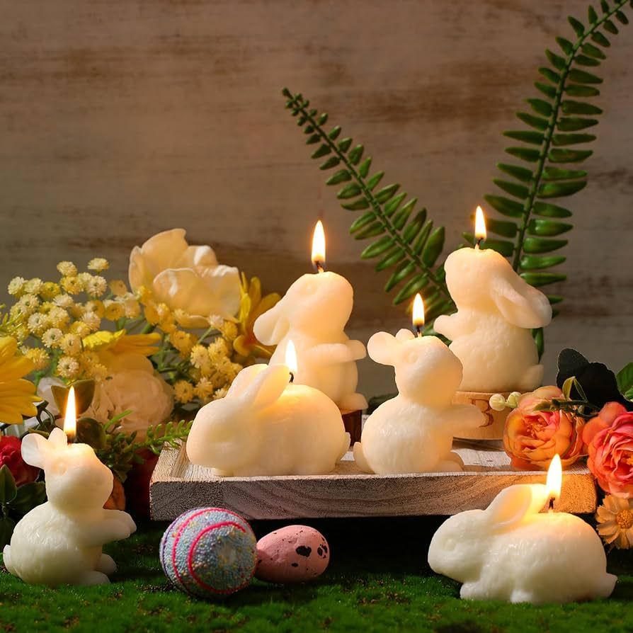MTLEE 6 Pieces Easter Bunny Shaped Soy Candles Scented Candles Spring Bunny Tealight Candles Home... | Amazon (US)