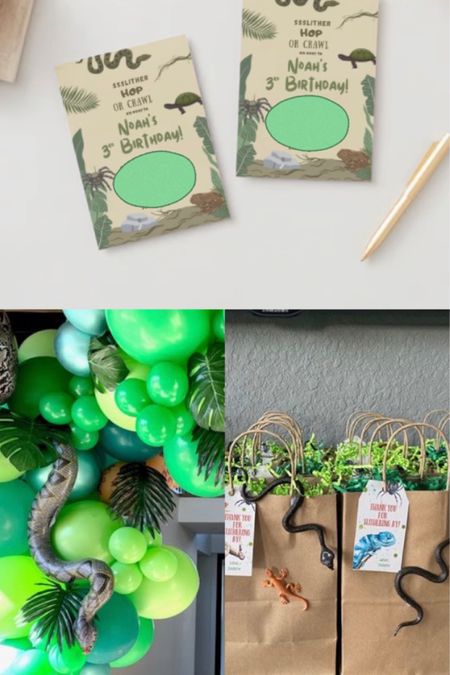 Reptile party decor | Designed the invites on Canva but linked an alternative here | snakes | lizards | party decor | birthday favors 

#LTKparties #LTKfamily #LTKxMadewell