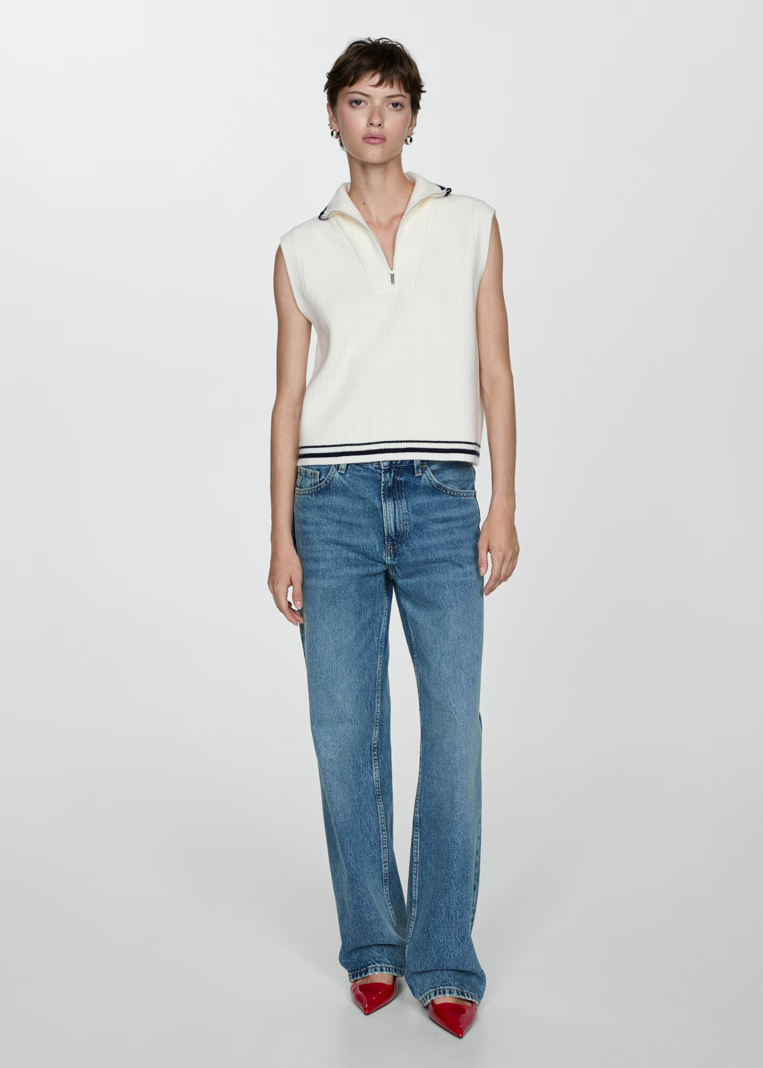 Knitted gilet with zip - Women | MANGO USA | Mango (US/MX/AU)