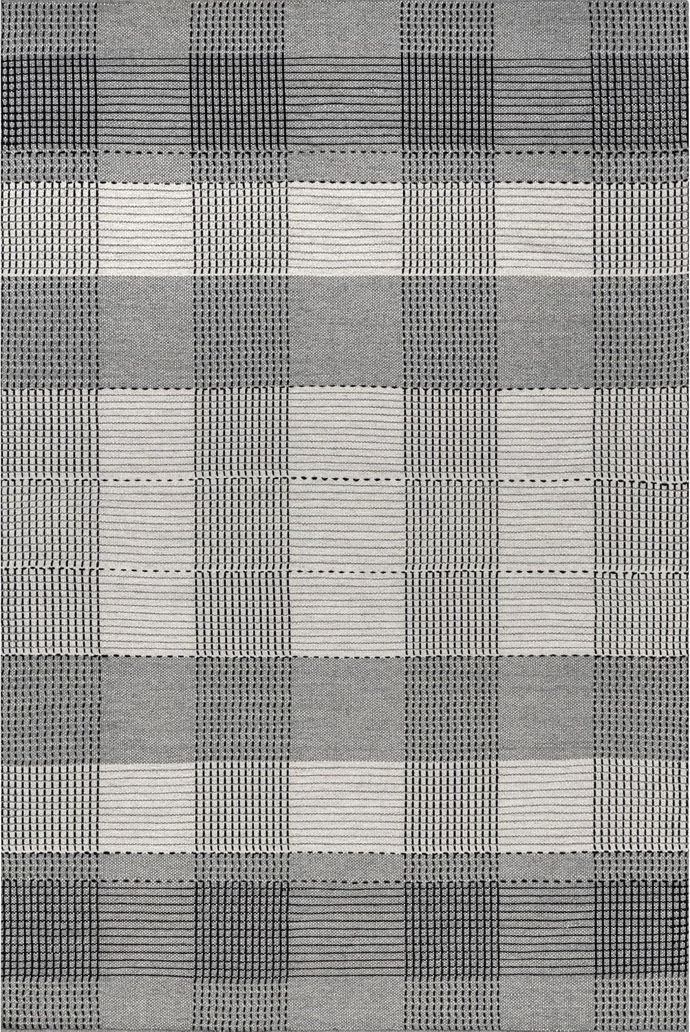 Rugs USA x Emily Henderson Oregon Plaid Wool Area Rug, 6x9, Grey | Amazon (US)