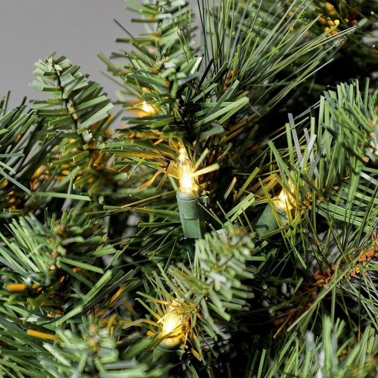 Holiday Time 24” Pre-Lit Scottsdale Pine Artificial Christmas Wreath, Clear LED Lights | Walmart (US)