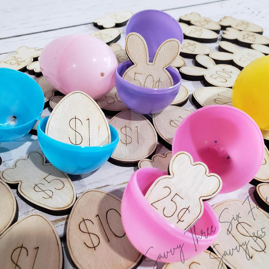 Easter Egg Money Tokens Set of 45 | Wooden Basket Coins | Egg Hunt Prizes & Rewards For Children ... | Etsy (US)