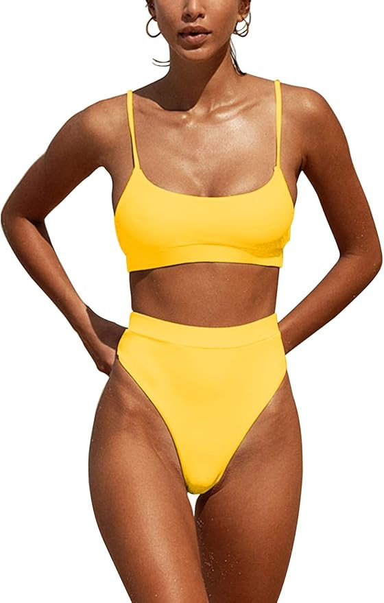 MELYUM Womens High Waisted Swimsuits Bottom Padded Bathing Suits Bikini Sets Top Two Piece Swimwe... | Amazon (US)