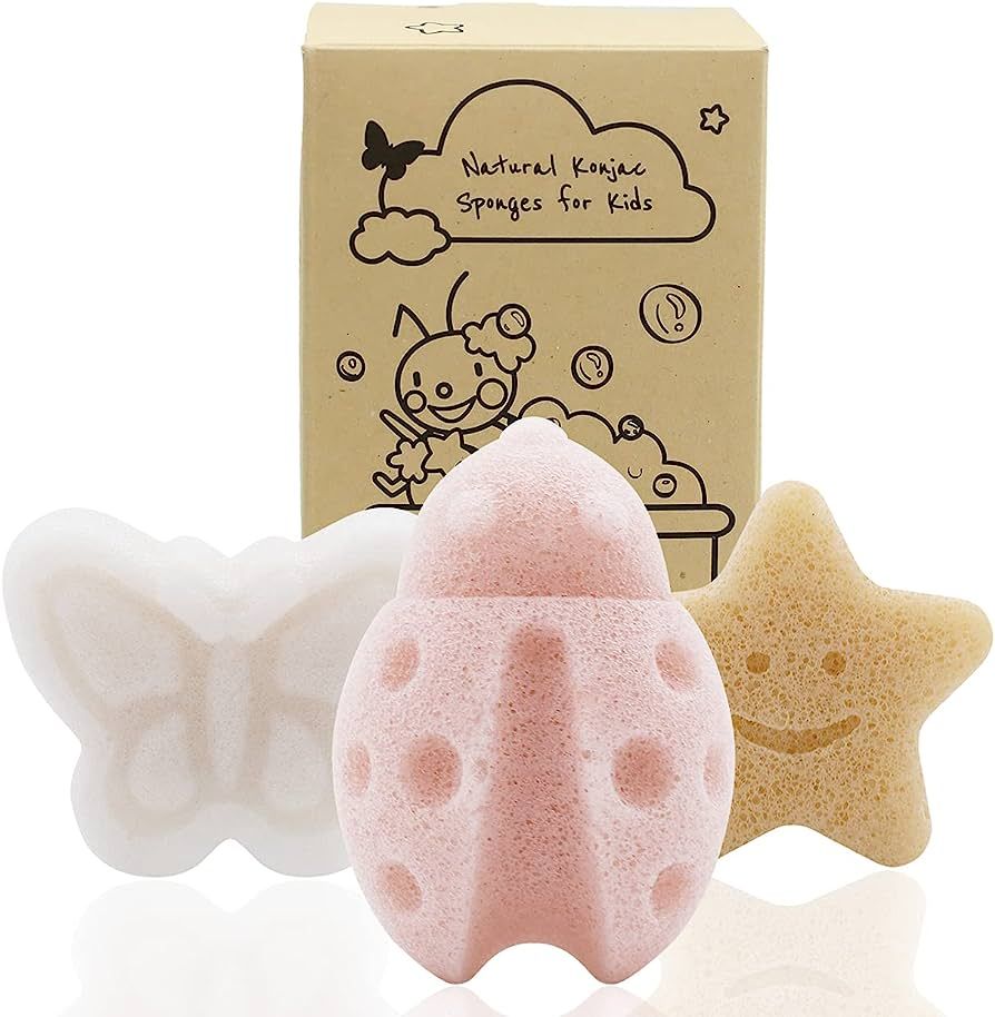 myHomeBody Konjac Baby Sponge for Bathing, Cute Shapes Natural Kids Bath Sponges for Infants, Tod... | Amazon (US)