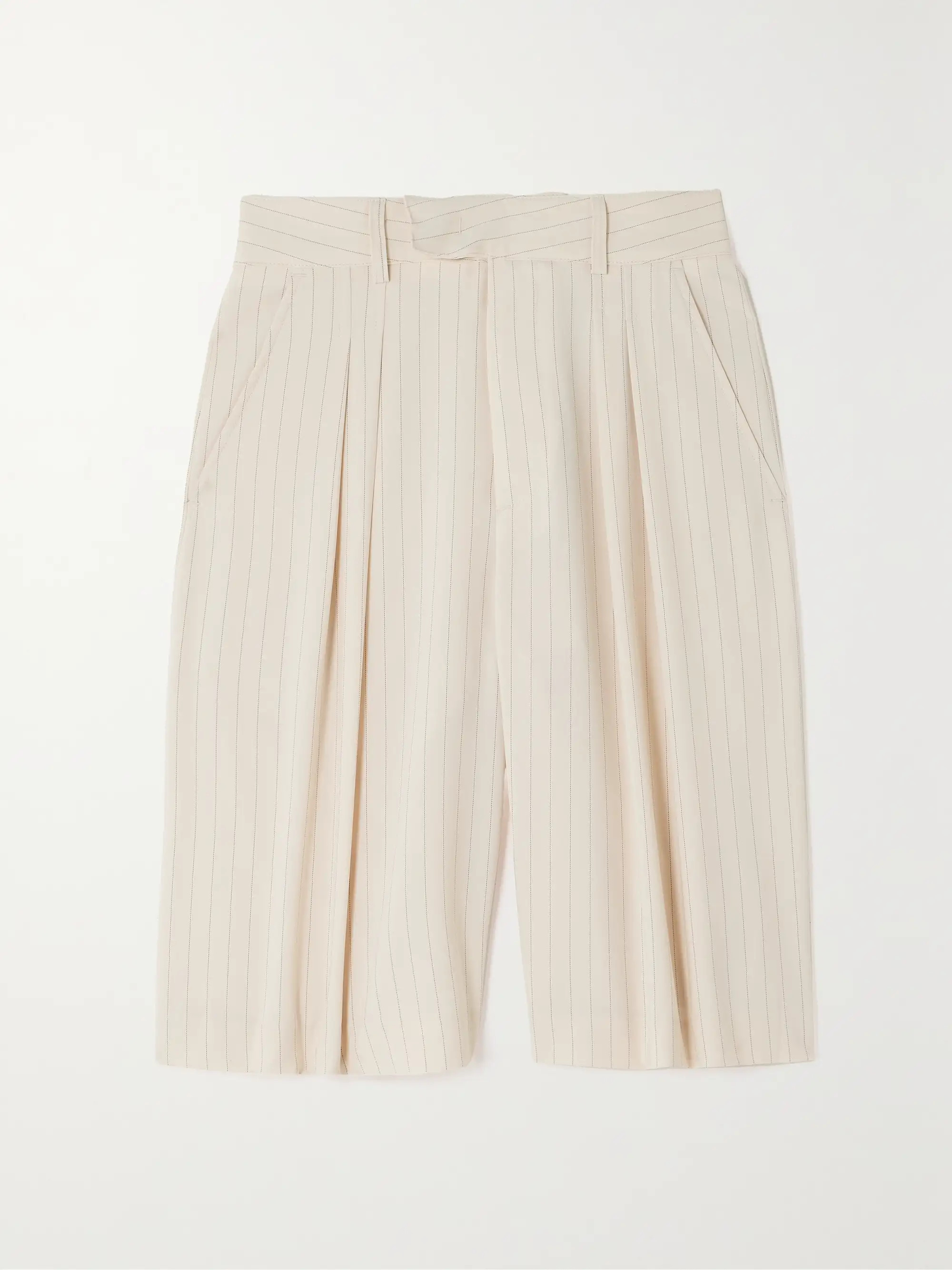 Vivian pleated striped crepe de chine shorts | NET-A-PORTER (US)