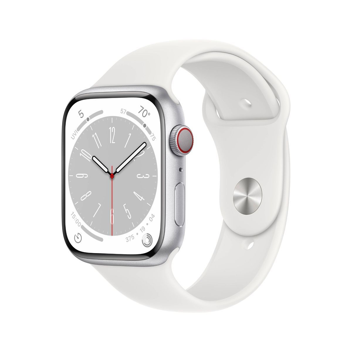 Apple Watch Series 8 GPS + Cellular 41mm Silver Aluminum Case with White Sport Band - S/M | Target
