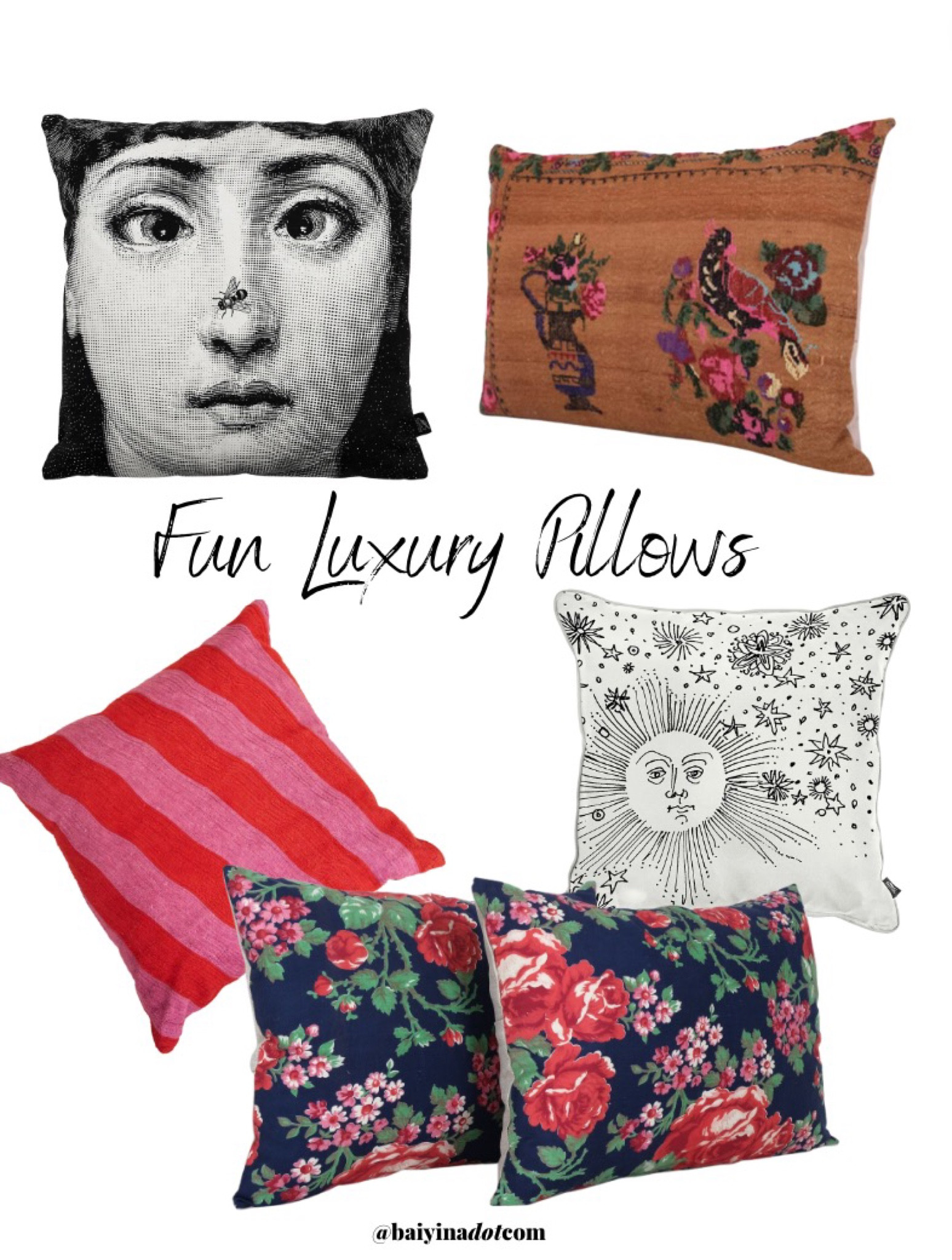 Luxury accent pillow needlepoint floral Fornasetti Italian pillow stripe Dusen Dusen pillow mixed prints colors style eclectic 

#LTKhome #LTKstyletip #LTKFind