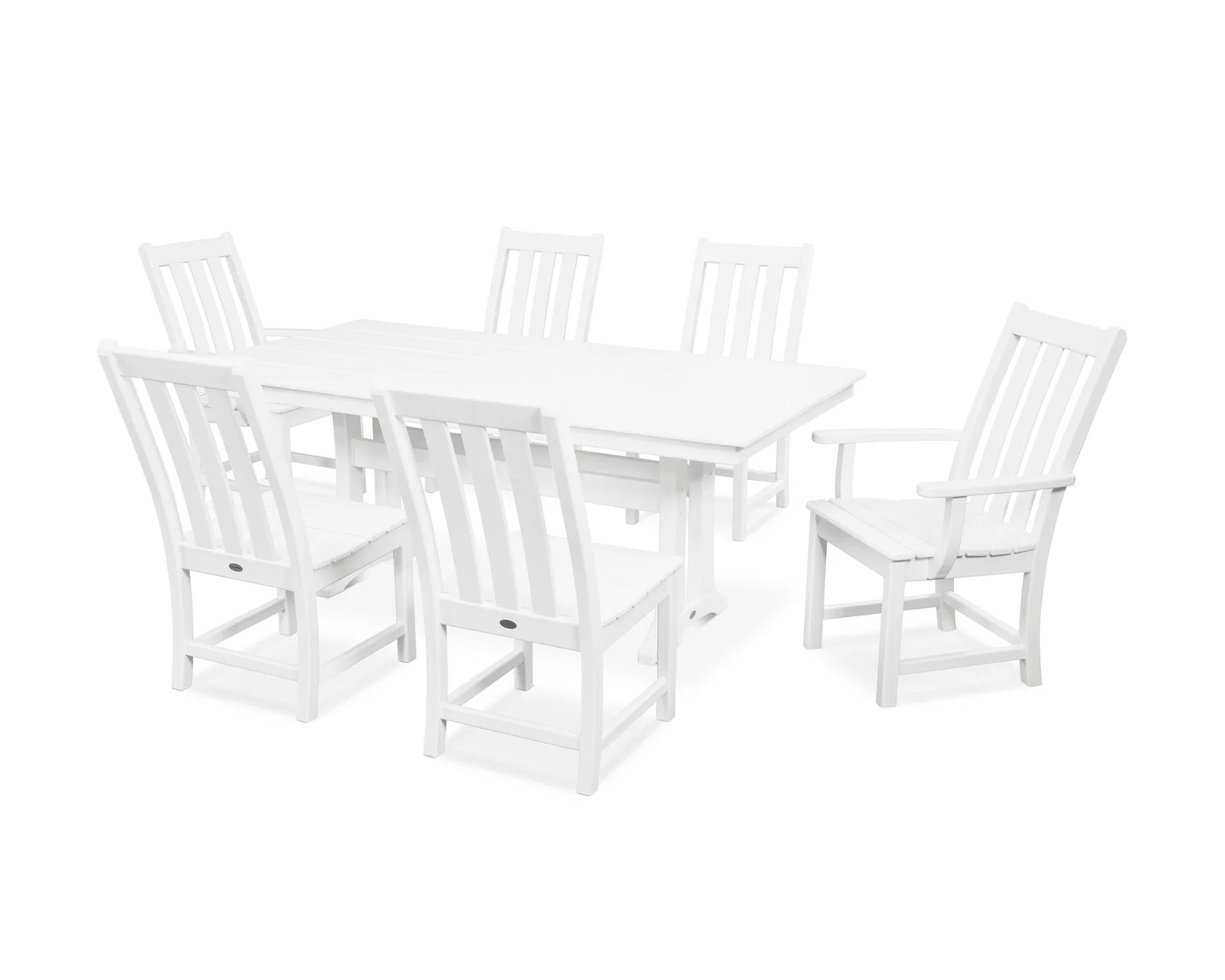 Vineyard 7-Piece Farmhouse Dining Set with Trestle Legs | POLYWOOD