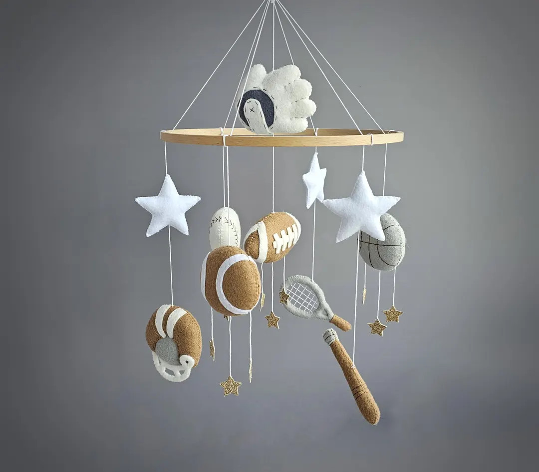Felt Sports Baby Mobile: Baseball, Football & Tennis Nursery Decor - Etsy | Etsy (US)