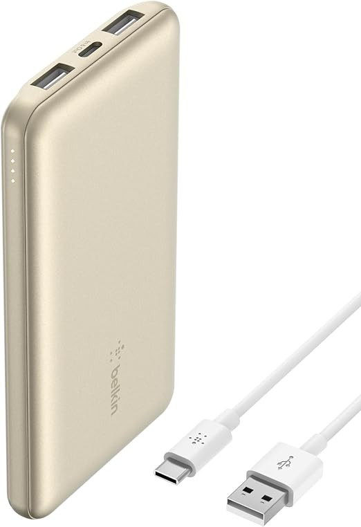 Belkin Portable Charger, USB-C Power Bank 10k w/ 1 USB-C Port and 2 USB-A Ports with USB-A to USB... | Amazon (US)