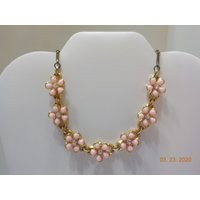 Vintage Pink Flower Necklace | 8765 Rhinestone Centers | Etsy (US)