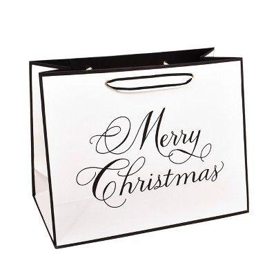 Ivory With Black Merry Christmas, Large Vogue Gift Bag - sugar paper™ | Target