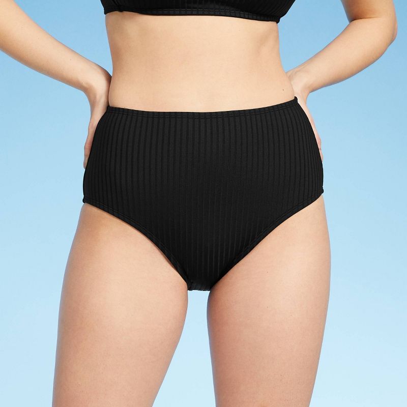 Women's Ribbed Textured High Waist Medium Coverage Bikini Bottom - Kona Sol™ | Target