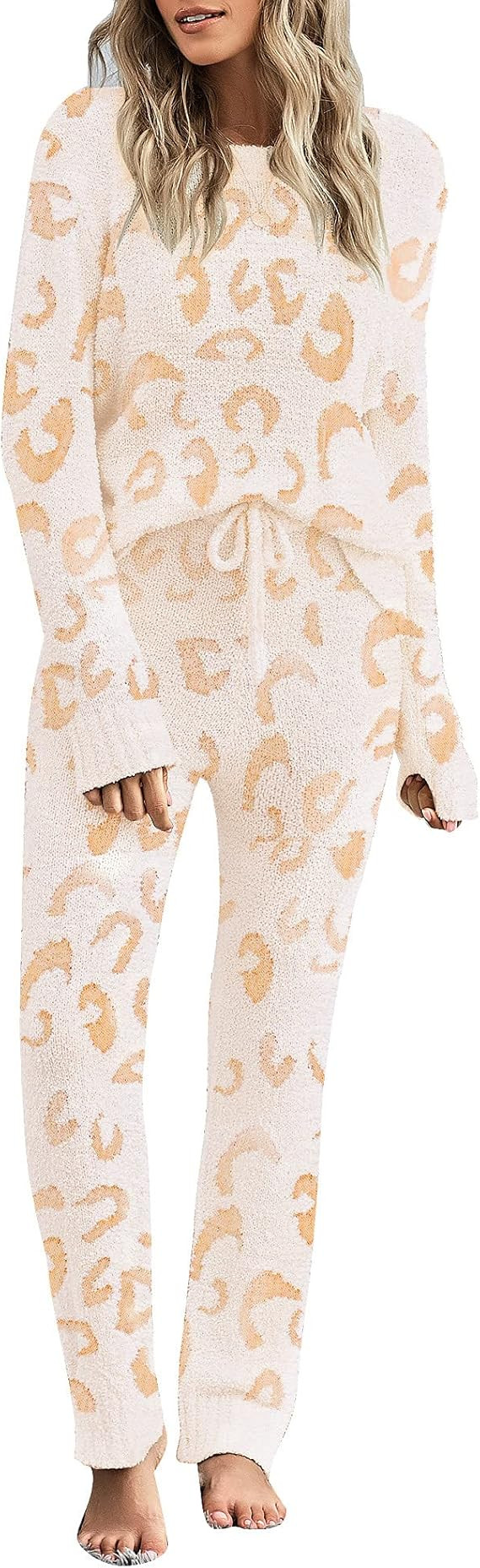 LookbookStore Women Casual Long Sleeve Top and Pants PJ Sets Knitted Loungewear | Amazon (US)