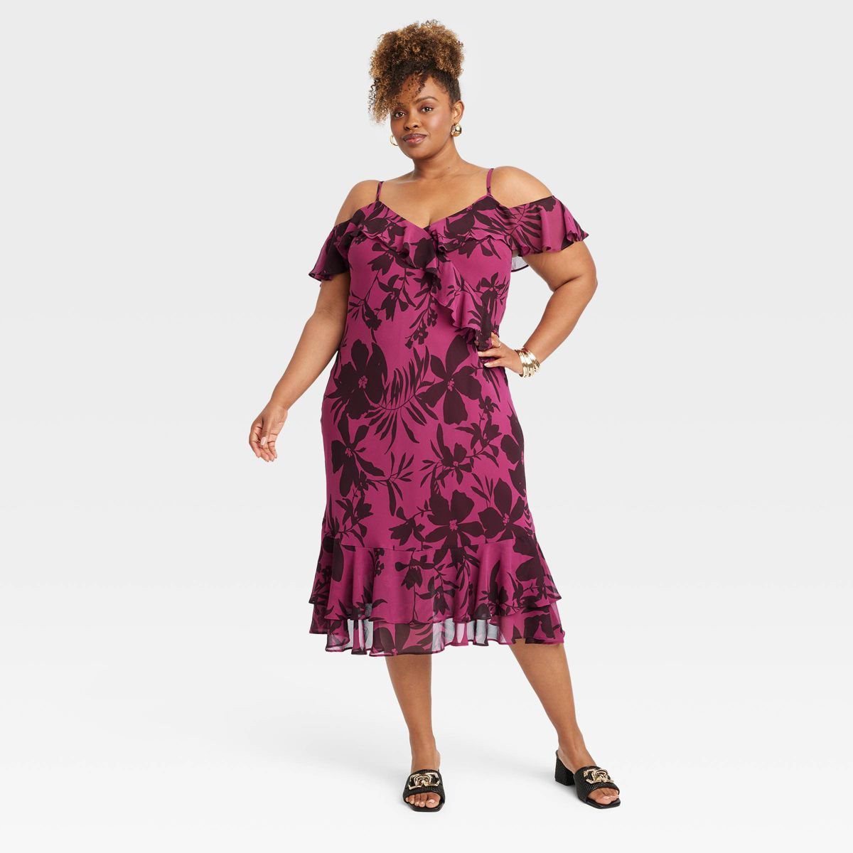 Women's Flutter Midi A-Line Dress - Ava & Viv™ | Target