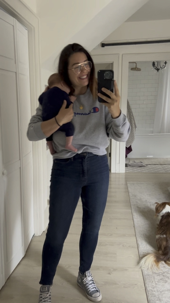 Great high waisted jeans for postpartum 

#LTKfindsunder50 #LTKstyletip #LTKmidsize