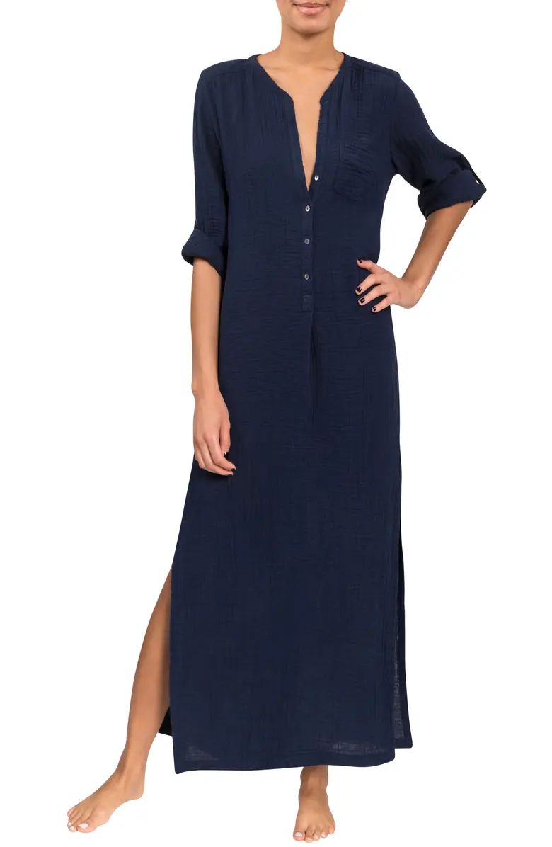 Deep V-Neck Cotton Caftan | Nordstrom