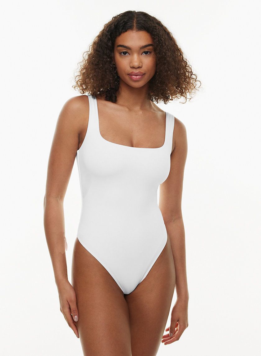 Contour Squareneck Bodysuit in White size XL | Aritzia