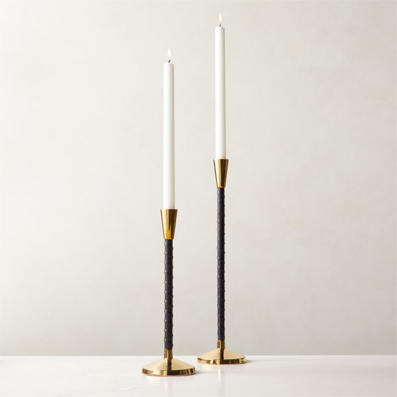 Rim Leather Taper Candle Holders | CB2 | CB2