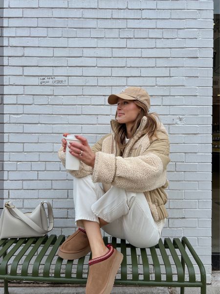 White and beige winter outfit 