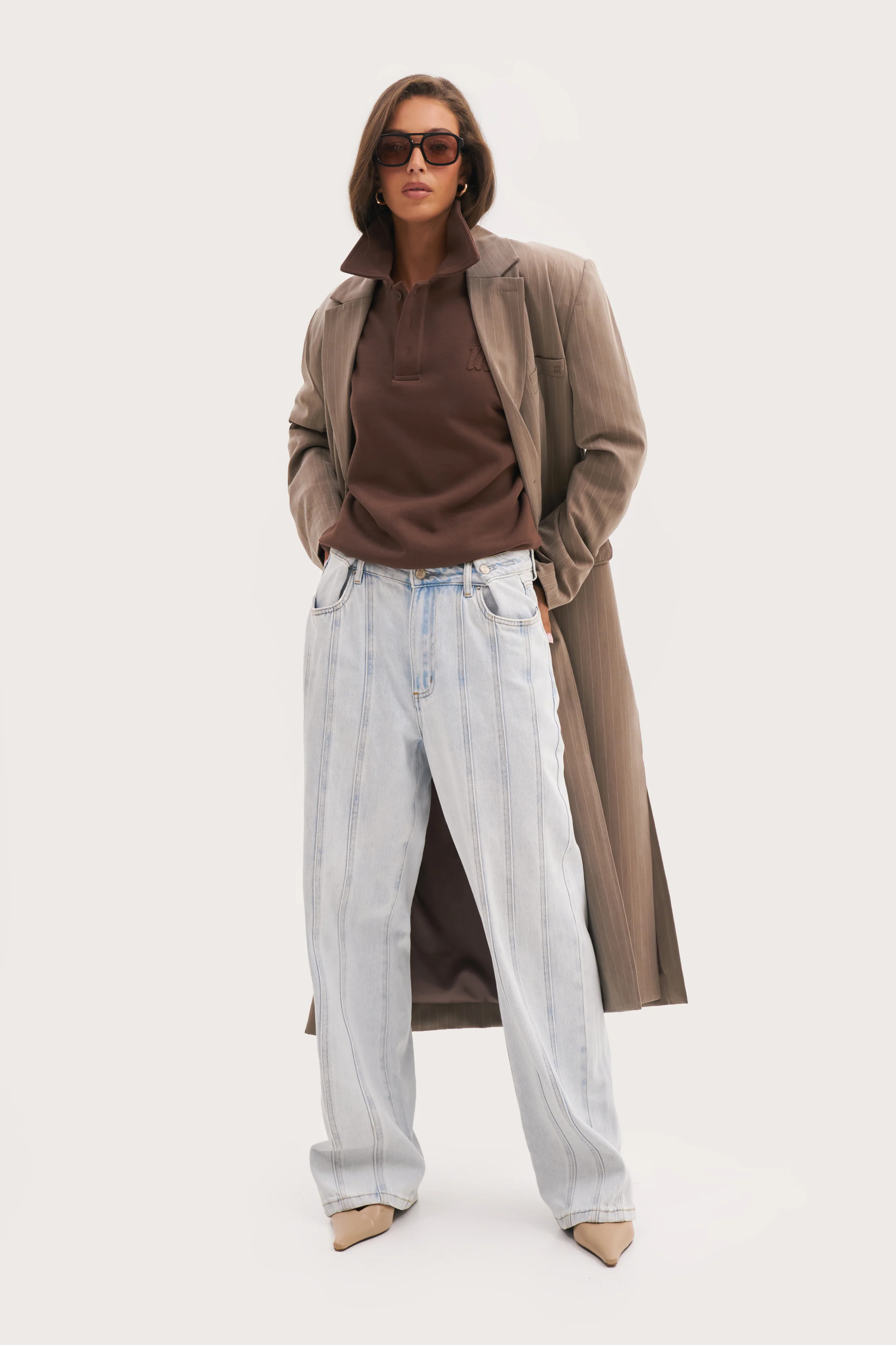 Seam Detail Boyfriend Jeans - Blue | Maebe UK