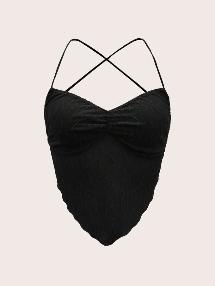 SHEIN ICON Seam Detail Backless Bandana Crop Top | SHEIN