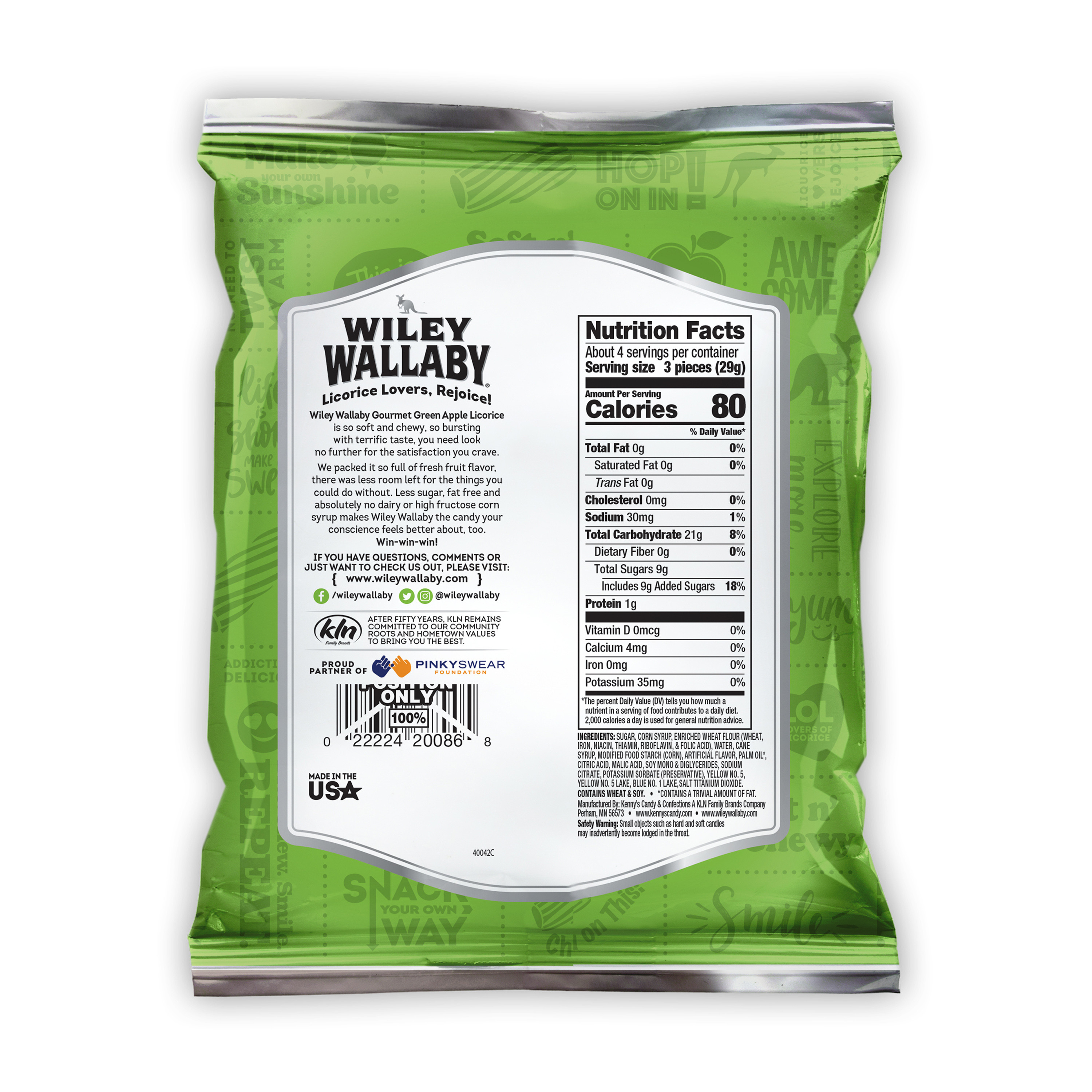 Wiley Wallaby Green Apple Licorice Candy, 4 oz. Bag, Contains Wheat & Soy | Walmart (US)