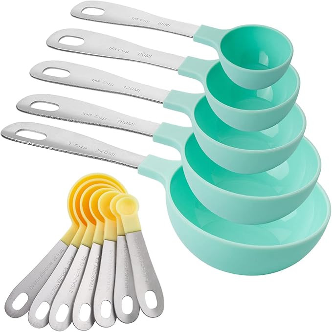 COOK WITH COLOR 12 Piece Plastic Measuring Cups Set and Measuring Spoon Set with Stainless Steel ... | Amazon (US)